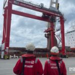 The team offloading two Konecranes RTGs at WACT.