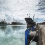 Three-phase fender installation in Tema Port, Ghana.