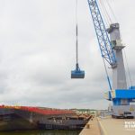 A Konecranes Gottwald Mobile Harbour crane set up for grab operation