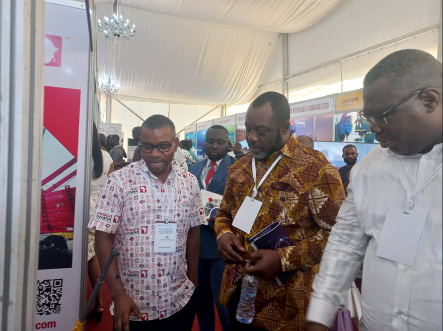 From Left to Right: Kenneth Vigbedor from Pasico Ghana, with the Dr. Matthew Opoku Prempeh, the Energy Minister of Ghana and Egbert Faibille Jnr, CEO of The Petroleum Commission, at our conference stand
