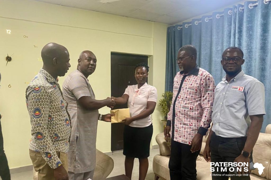 (Left to right: Dr. Albert K. Arkoh, Head of Mechanical Engineering Department, Prof. Victor Kweku Bondzie Micah, Pro Vice Chancellor TTU, Lawrencia Asiamah, third-year Electrical Engineering student, Moses Essel Ahun, General Manager of Pasico Ghana and Patrick Ekow Sam, Contracts Manager, Pasico Ghana).