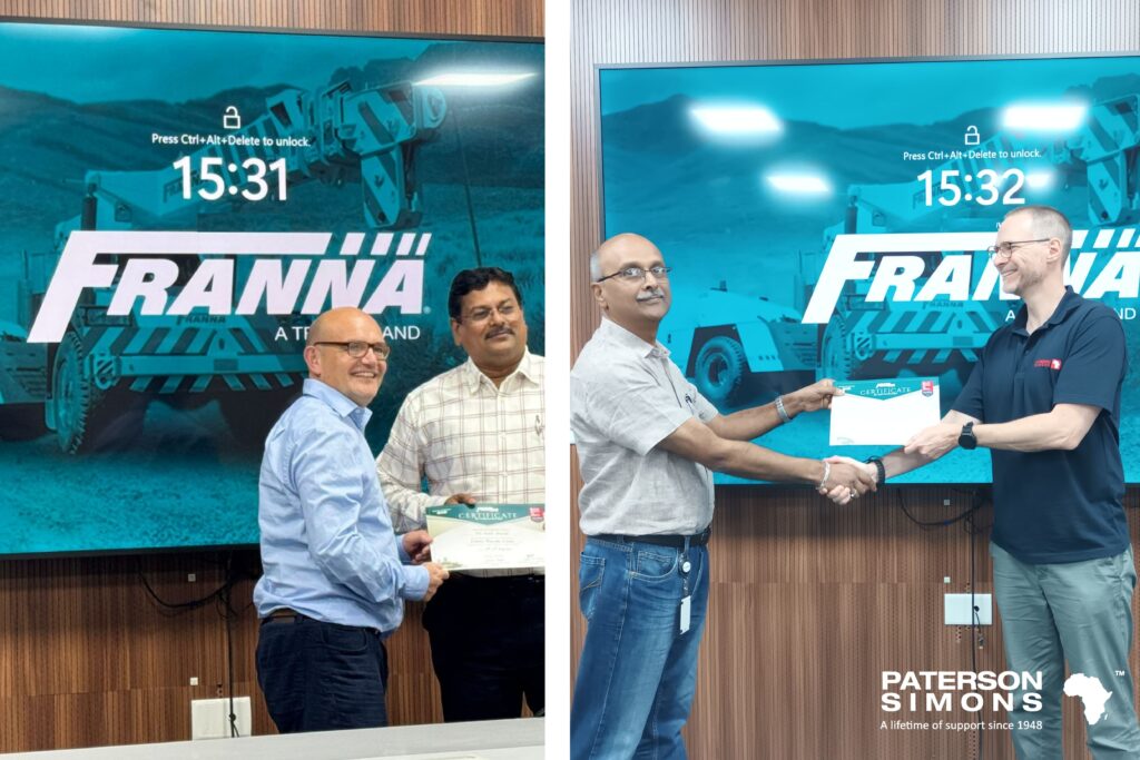 PATERSON SIMONS ATTENDS FRANNA TRAINING AND FACTORY VISIT IN INDIA